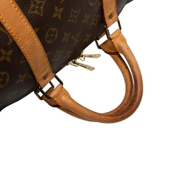 LOUIS VUITTON Brown Monogram Leather Keepall 55 Boston Bag
